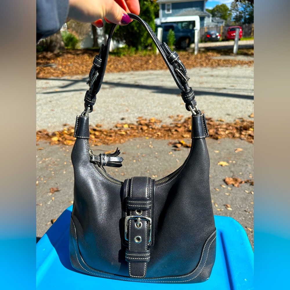 Vintage Coach Hobo Black Leather